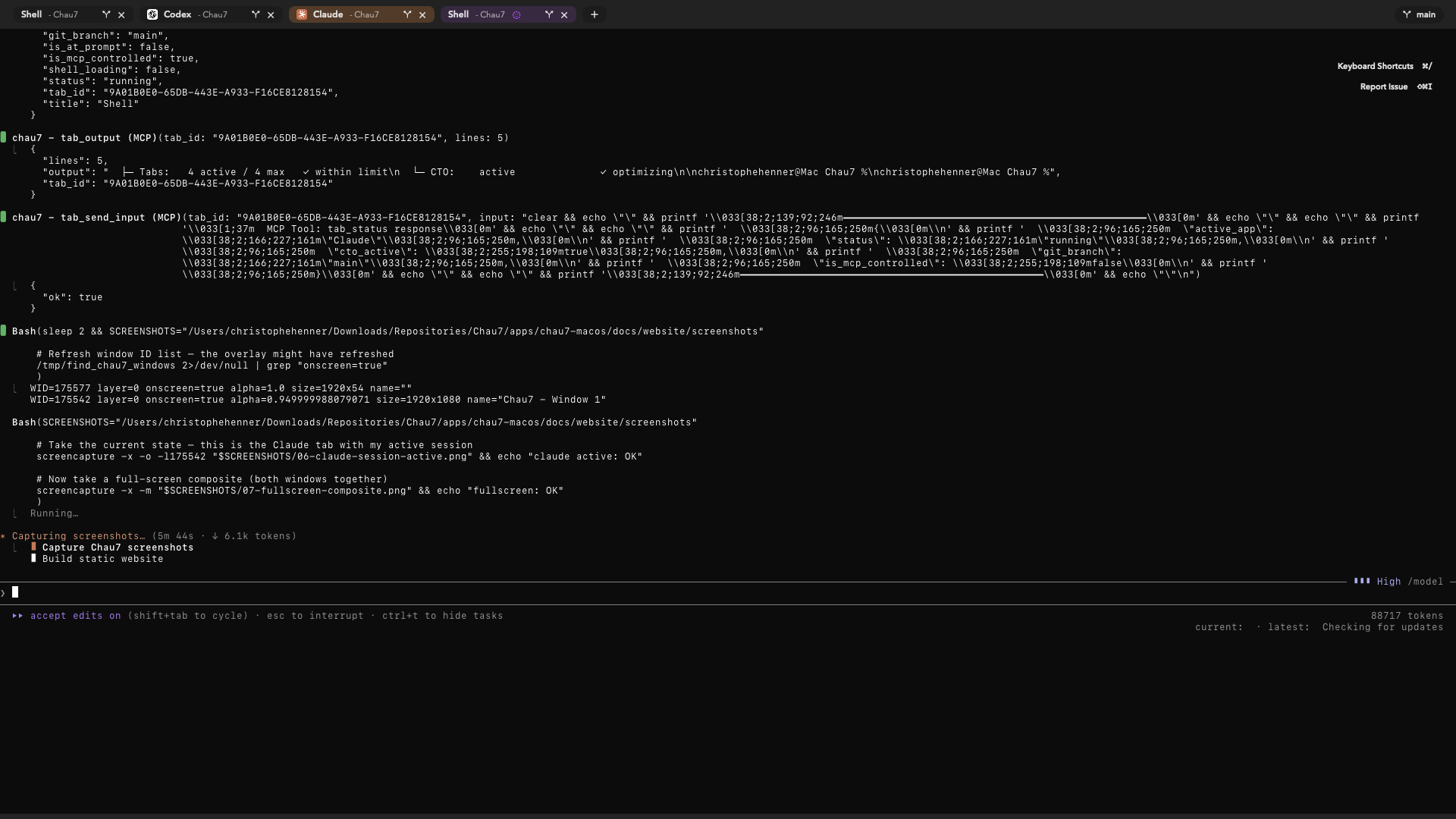 Claude session with CTO active, showing token savings
